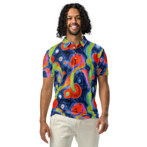 Neon Tidal Pool on a Men's Slim Fit Polo Shirt
