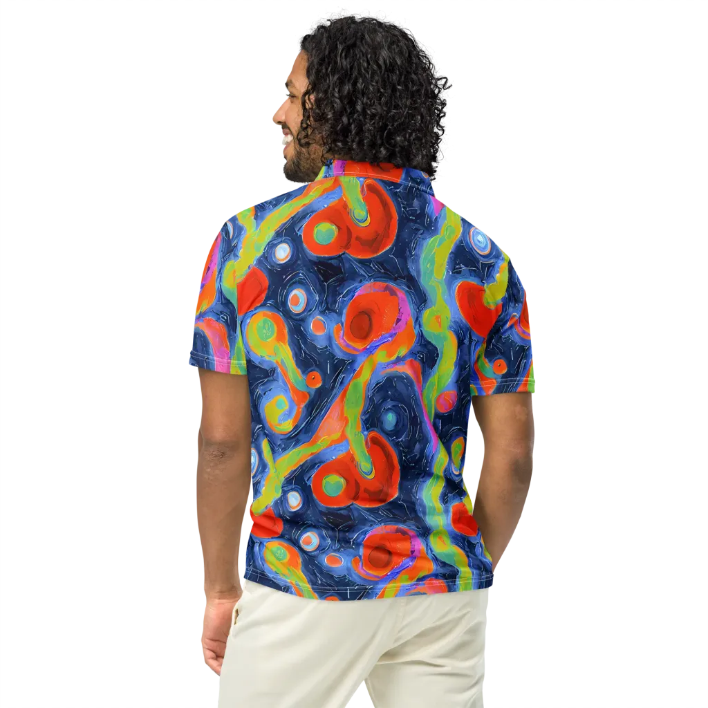 Neon Tidal Pool on Men's Slim Fit Polo Shirt — Back