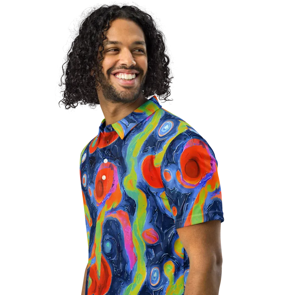 Neon Tidal Pool on Men's Slim Fit Polo Shirt — Left Front