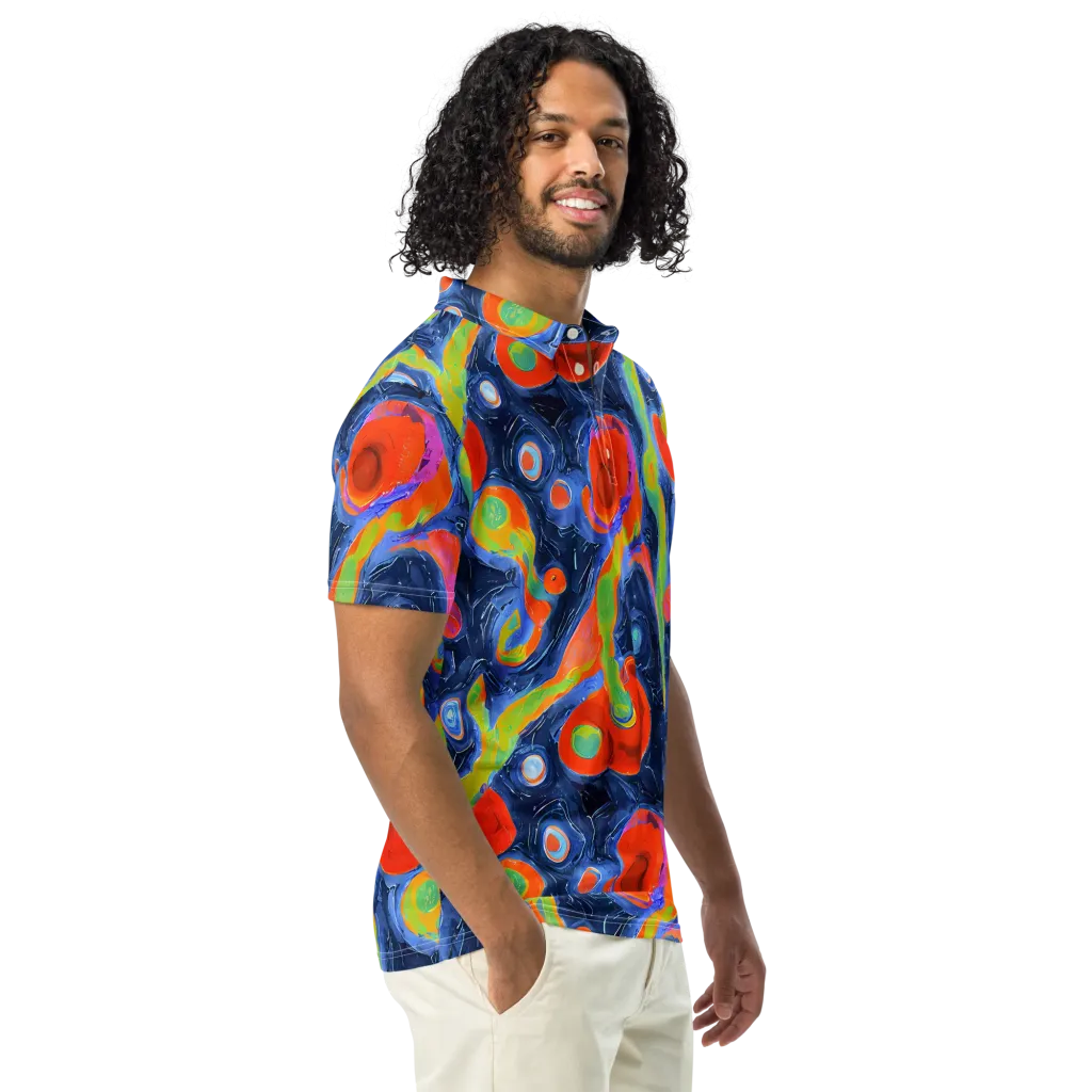 Neon Tidal Pool on Men's Slim Fit Polo Shirt — Right Front
