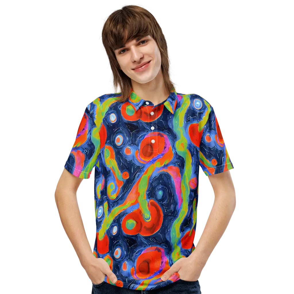 Neon Tidal Pool on Men's Slim Fit Polo Shirt — Front