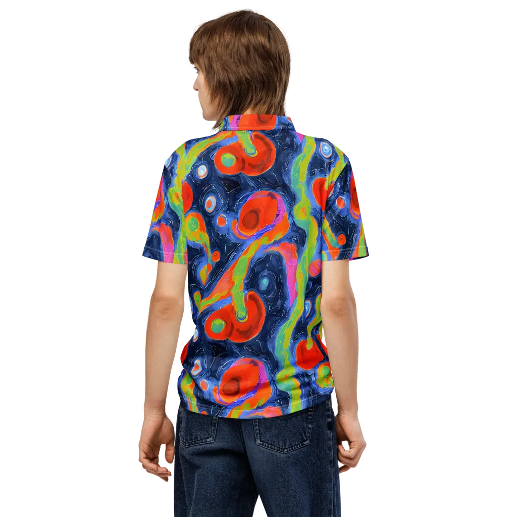 Neon Tidal Pool on Men's Slim Fit Polo Shirt — Back