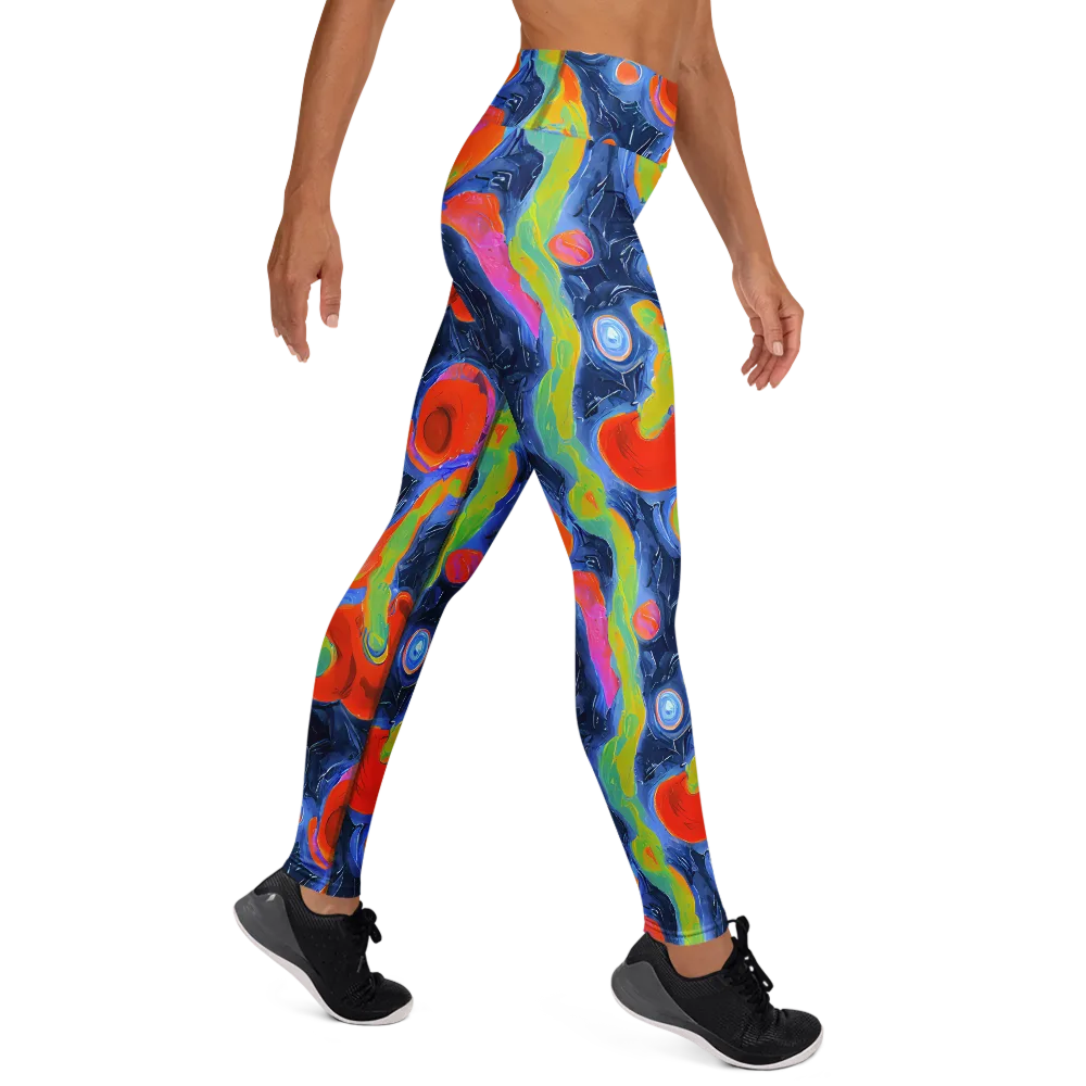 Neon Tidal Pool on Yoga Leggings — Right