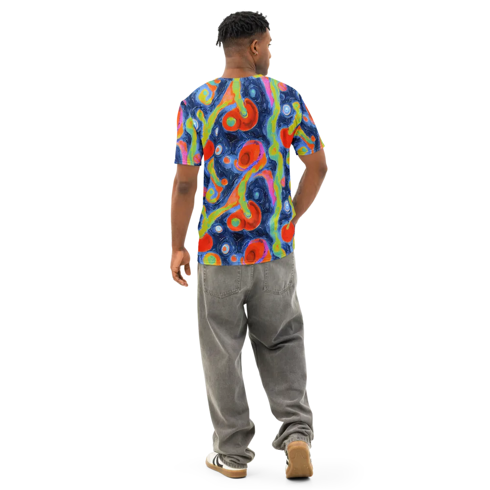 Neon Tidal Pool on Men's Cotton Crew Neck T-Shirt — Back
