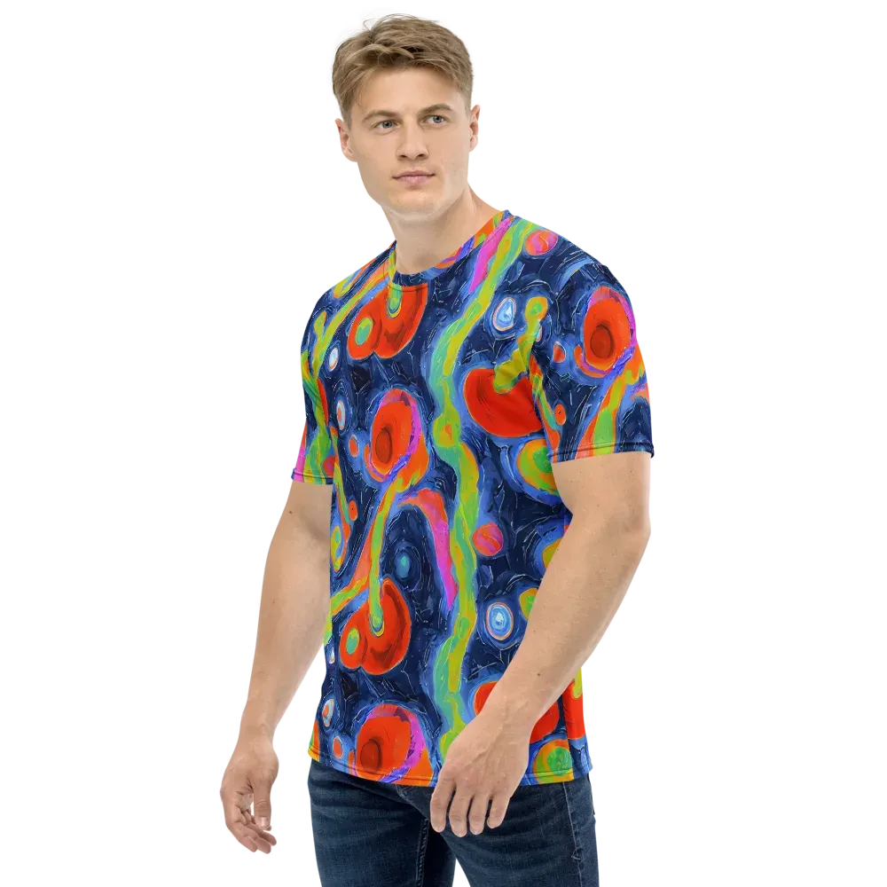 Neon Tidal Pool on Men's Crew Neck T-Shirt — Left