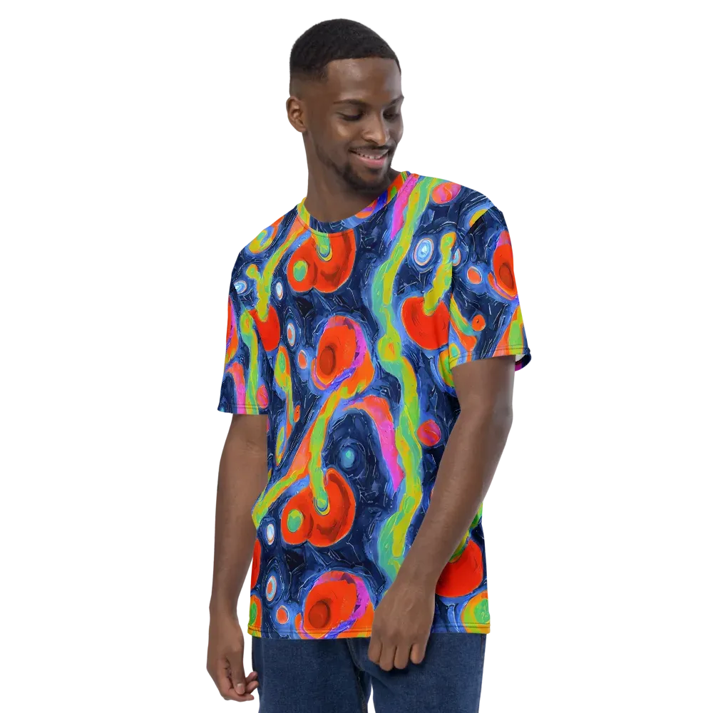 Neon Tidal Pool on Men's Crew Neck T-Shirt — Left