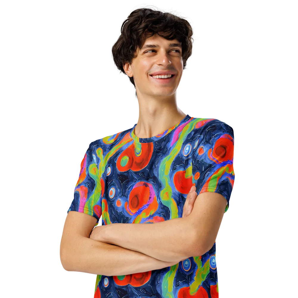 Neon Tidal Pool on Men's Crew Neck T-Shirt — Left Front