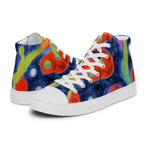 Neon Tidal Pool on a Men's High Top Canvas Shoes