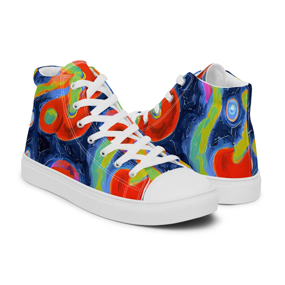 Neon Tidal Pool on Men's High Top Canvas Shoes — Right
