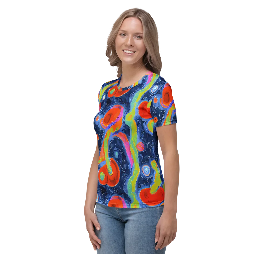 Neon Tidal Pool on Women's Crew Neck T-Shirt — Left