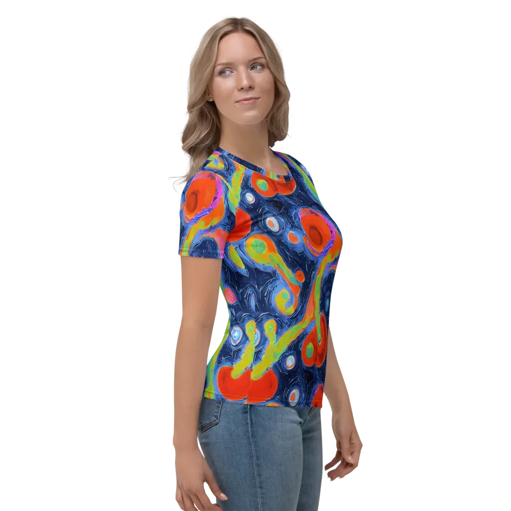 Neon Tidal Pool on Women's Crew Neck T-Shirt — Right