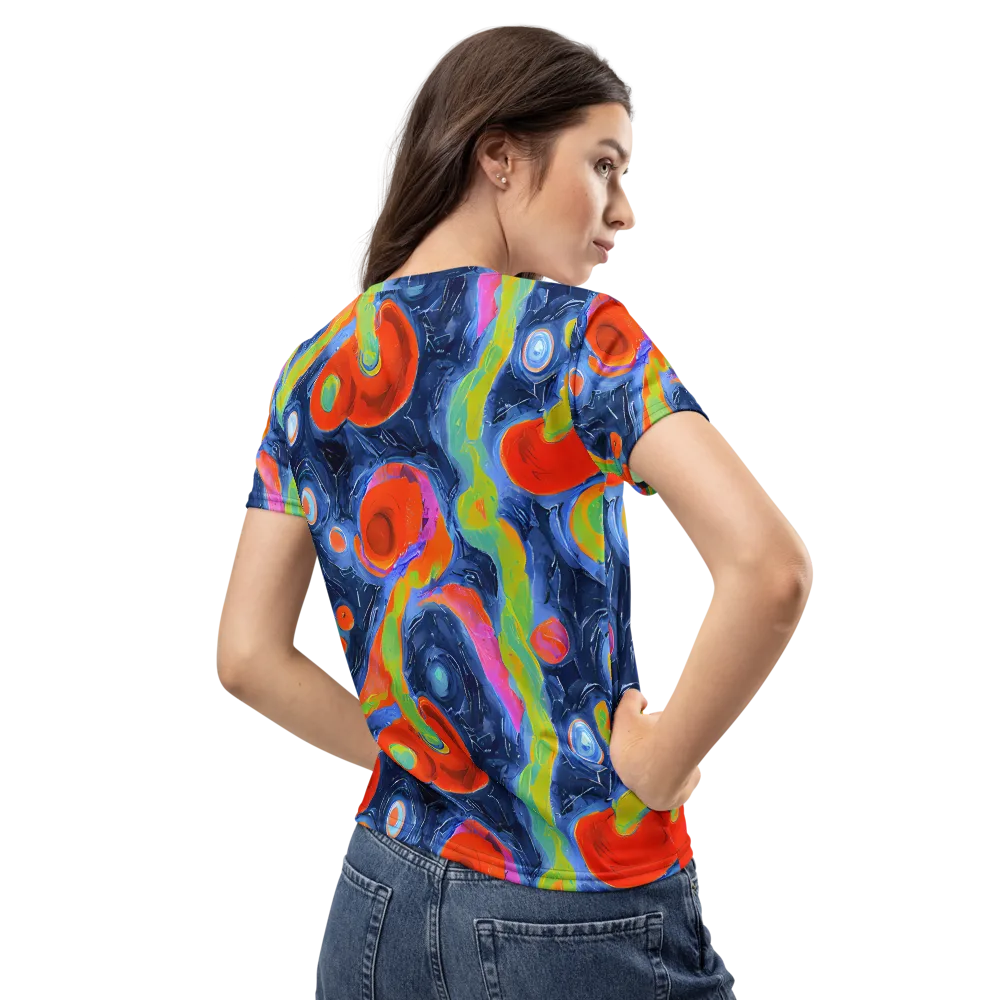Neon Tidal Pool on Women's Crew Neck T-Shirt — Back