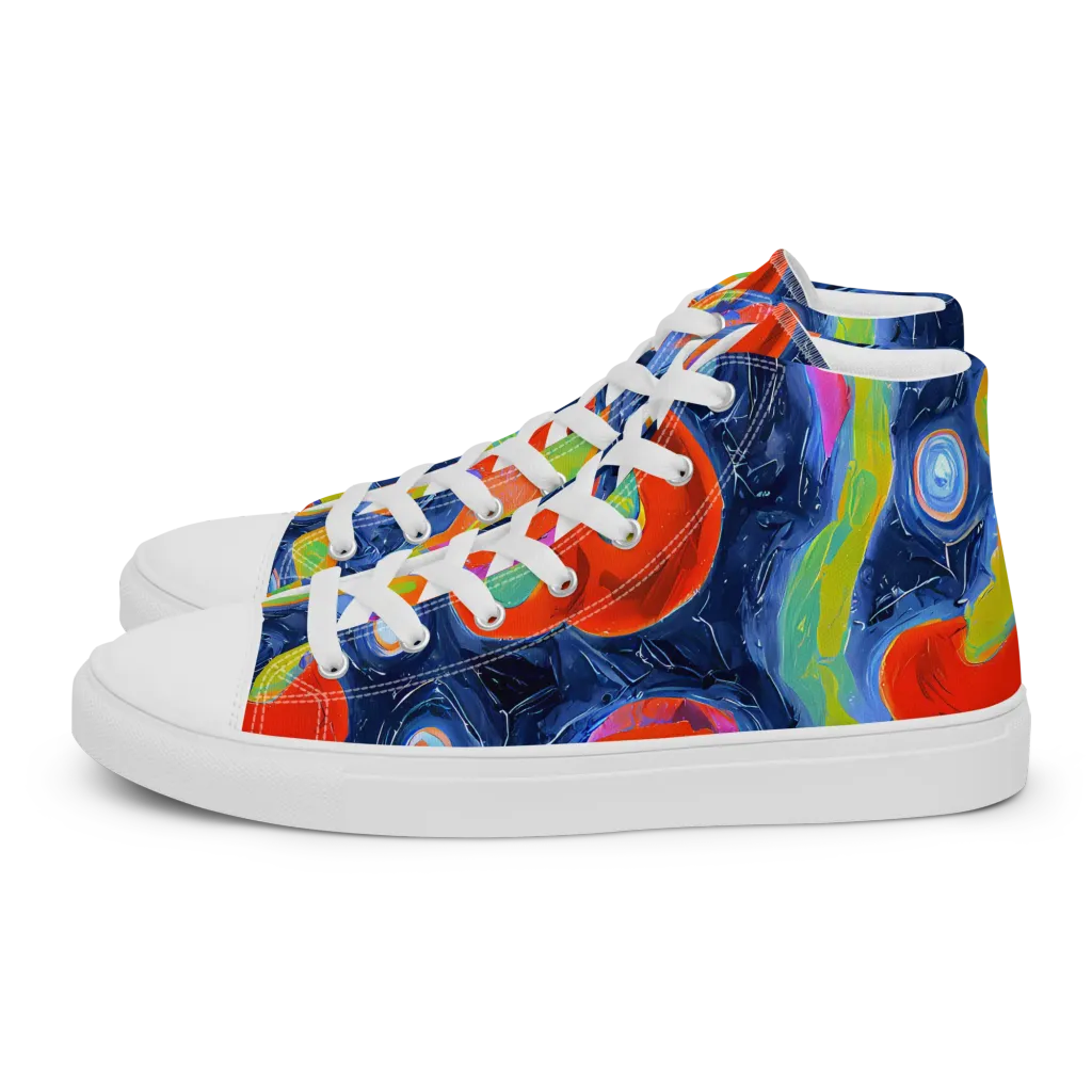 Neon Tidal Pool on Women's High Top Canvas Shoes — Left