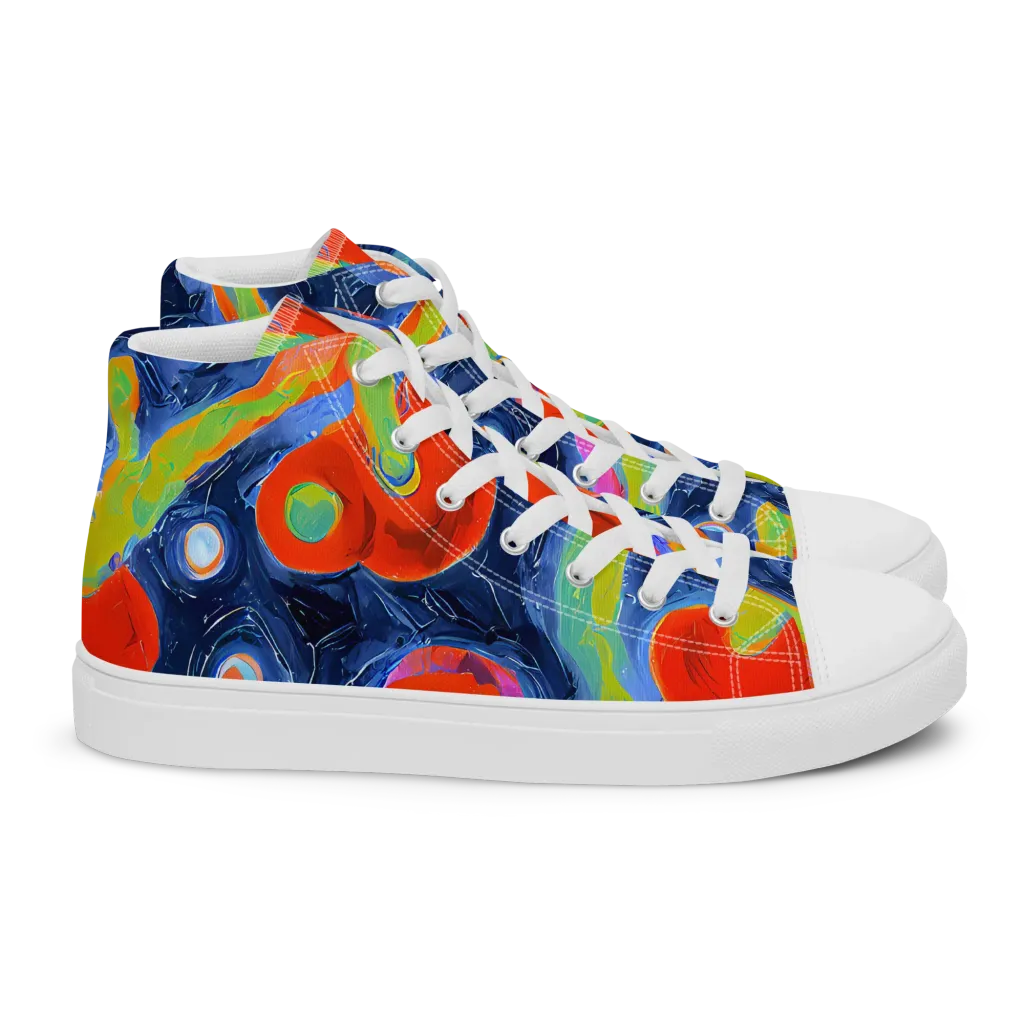 Neon Tidal Pool on Women's High Top Canvas Shoes — Right