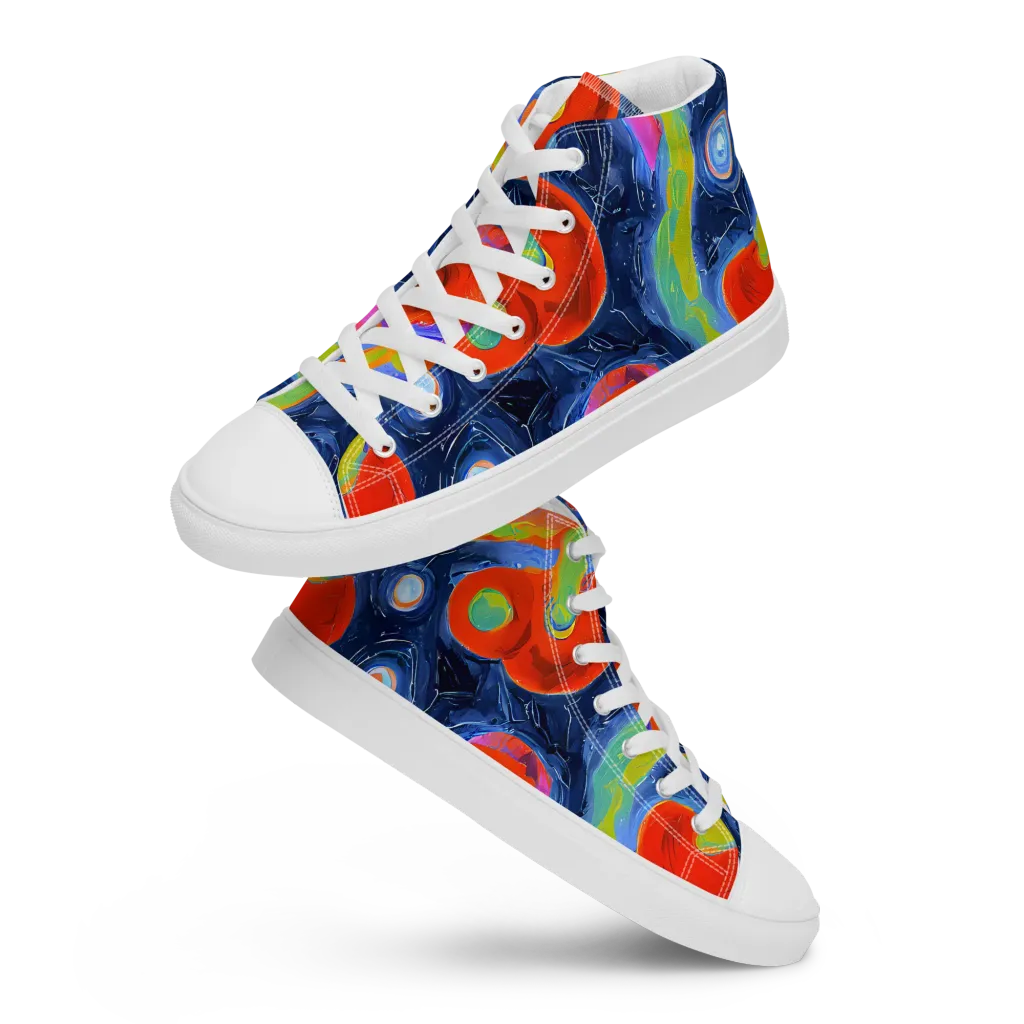 Neon Tidal Pool on Women's High Top Canvas Shoes — Front