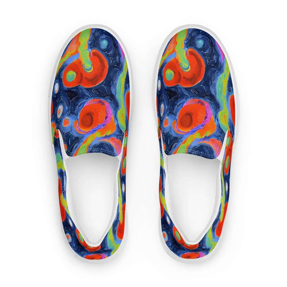 Neon Tidal Pool on Men's Slip-On Canvas Shoes — Front