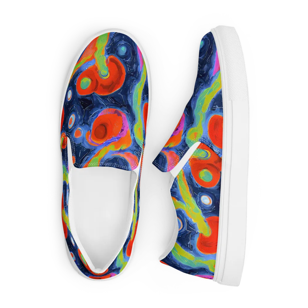 Neon Tidal Pool on Men's Slip-On Canvas Shoes — Front