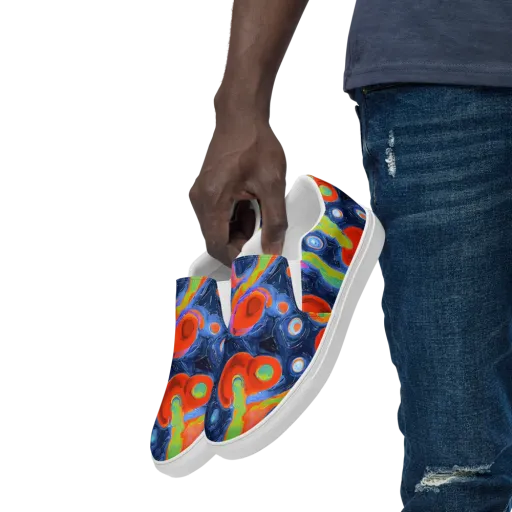 Neon Tidal Pool on a Men's Slip-On Canvas Shoes