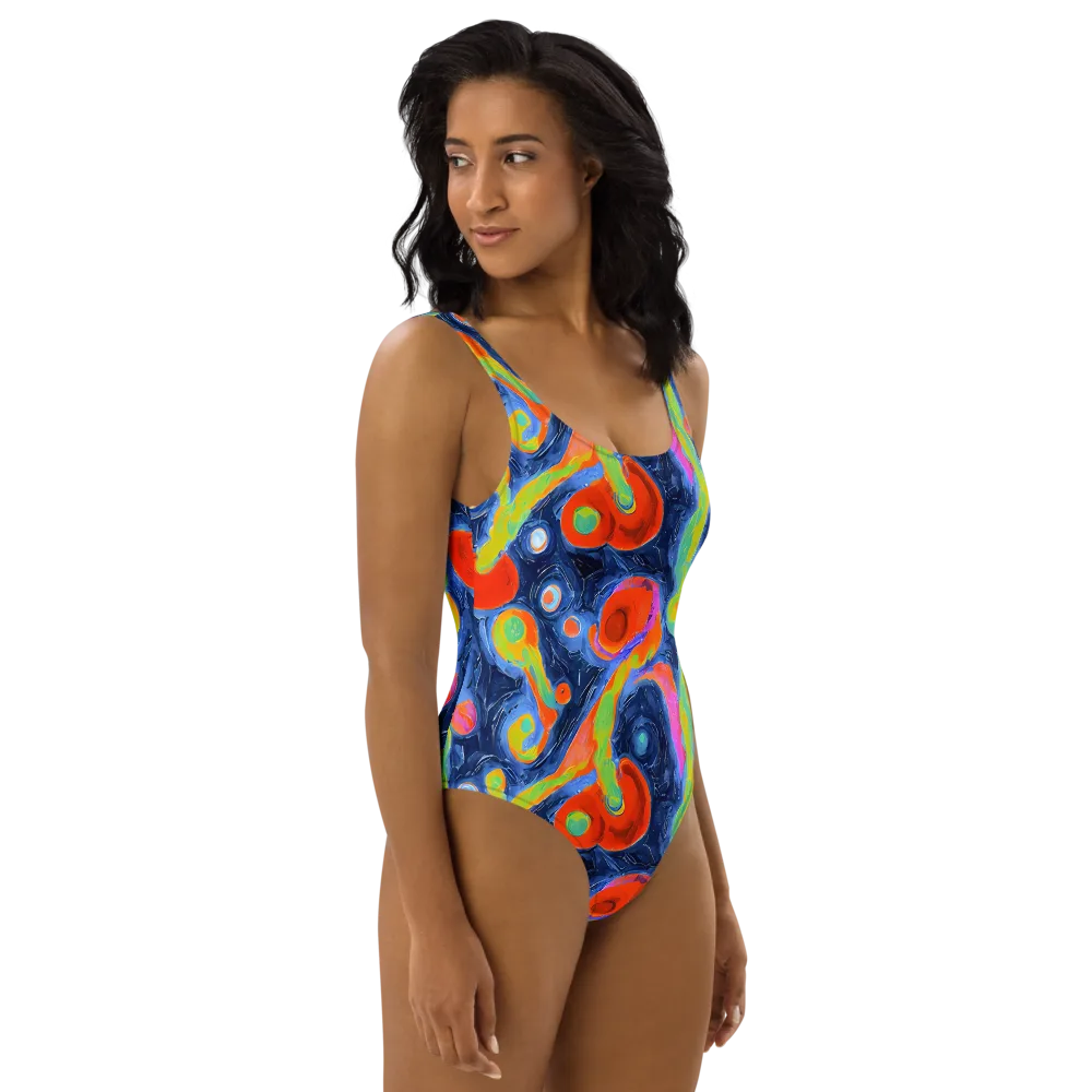 Neon Tidal Pool on One-Piece Swimsuit — Right