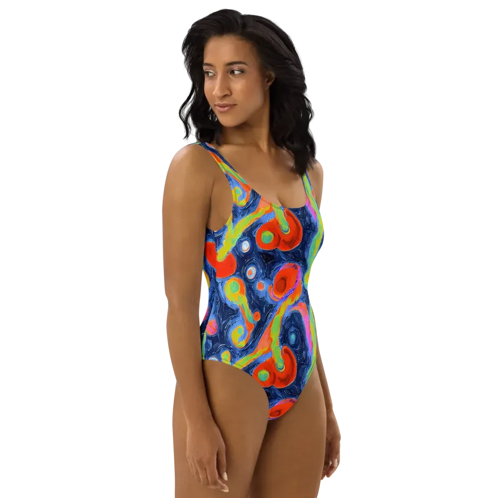 Neon Tidal Pool on One-Piece Swimsuit — Right