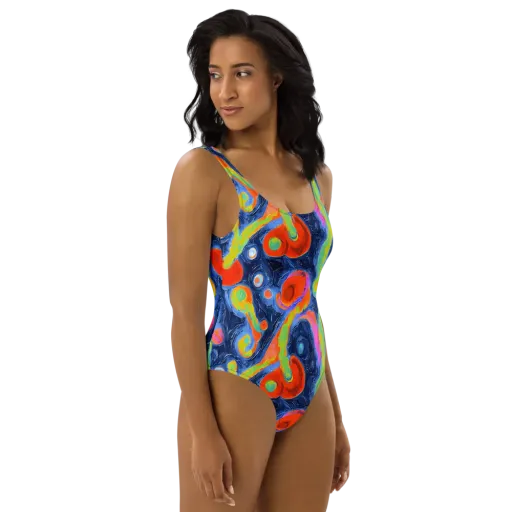 Neon Tidal Pool on a One-Piece Swimsuit