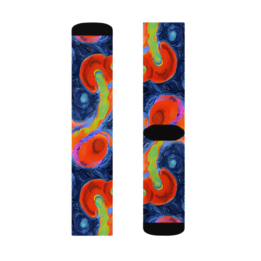 Neon Tidal Pool on Socks — Right Sock