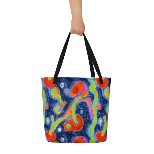 Neon Tidal Pool on a Large Tote Bag W/ Pocket