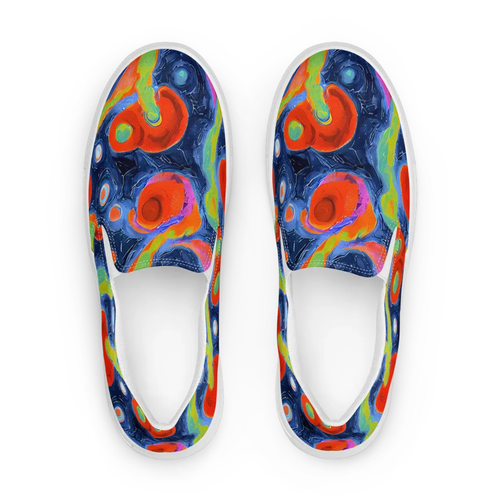 Neon Tidal Pool on Women's Slip-On Canvas Shoes — Front
