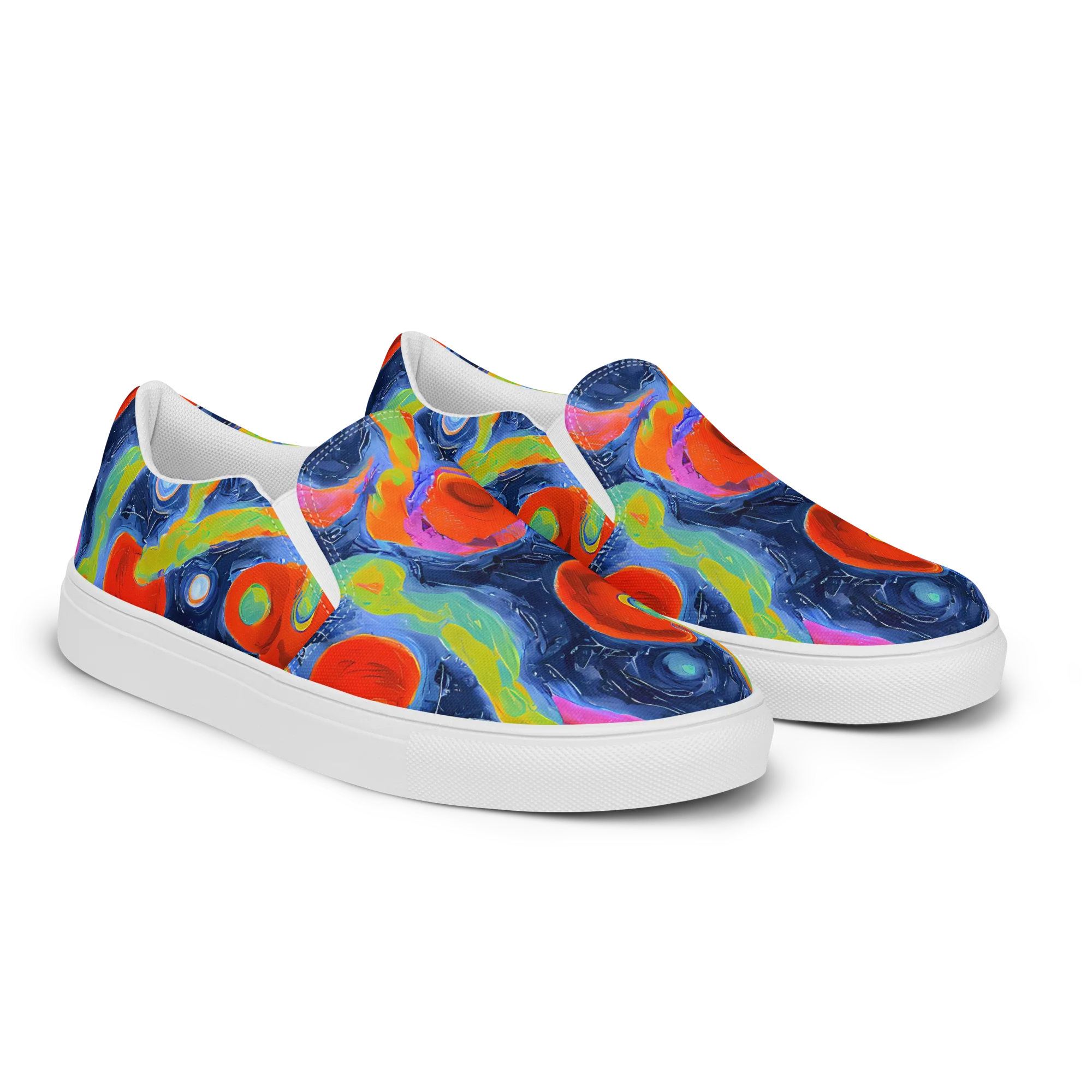 Neon Tidal Pool on Women's Slip-On Canvas Shoes — Right Front