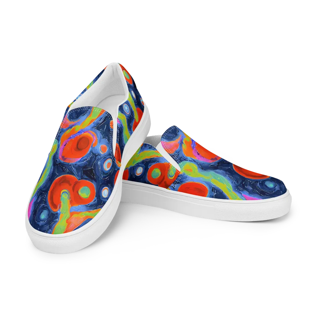 Neon Tidal Pool on Women's Slip-On Canvas Shoes — Left Front