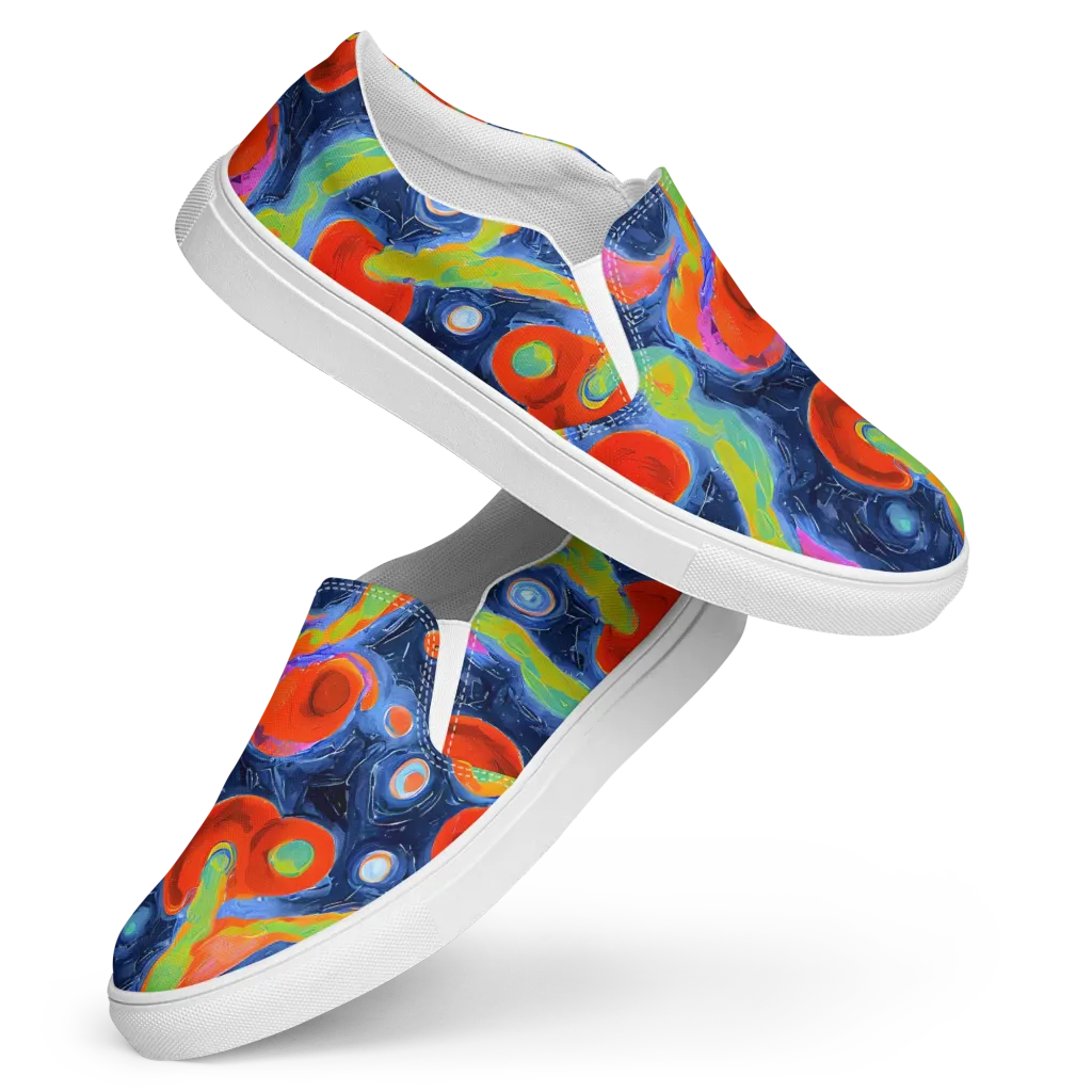 Neon Tidal Pool on Women's Slip-On Canvas Shoes — Front