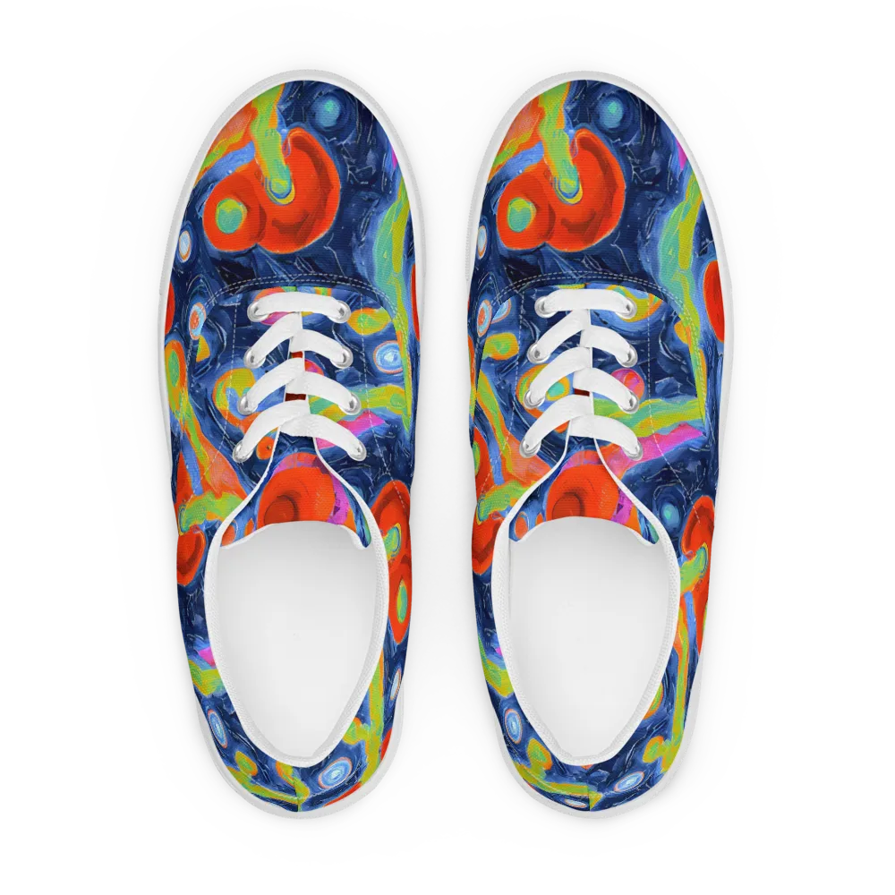 Neon Tidal Pool on Men's Lace-Up Canvas Shoes — Front