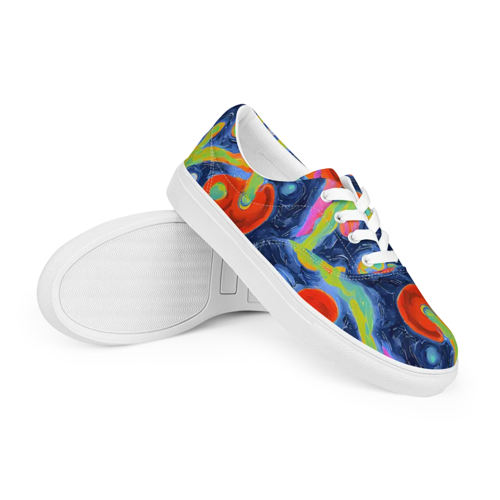 Neon Tidal Pool on Men's Lace-Up Canvas Shoes — Right Front
