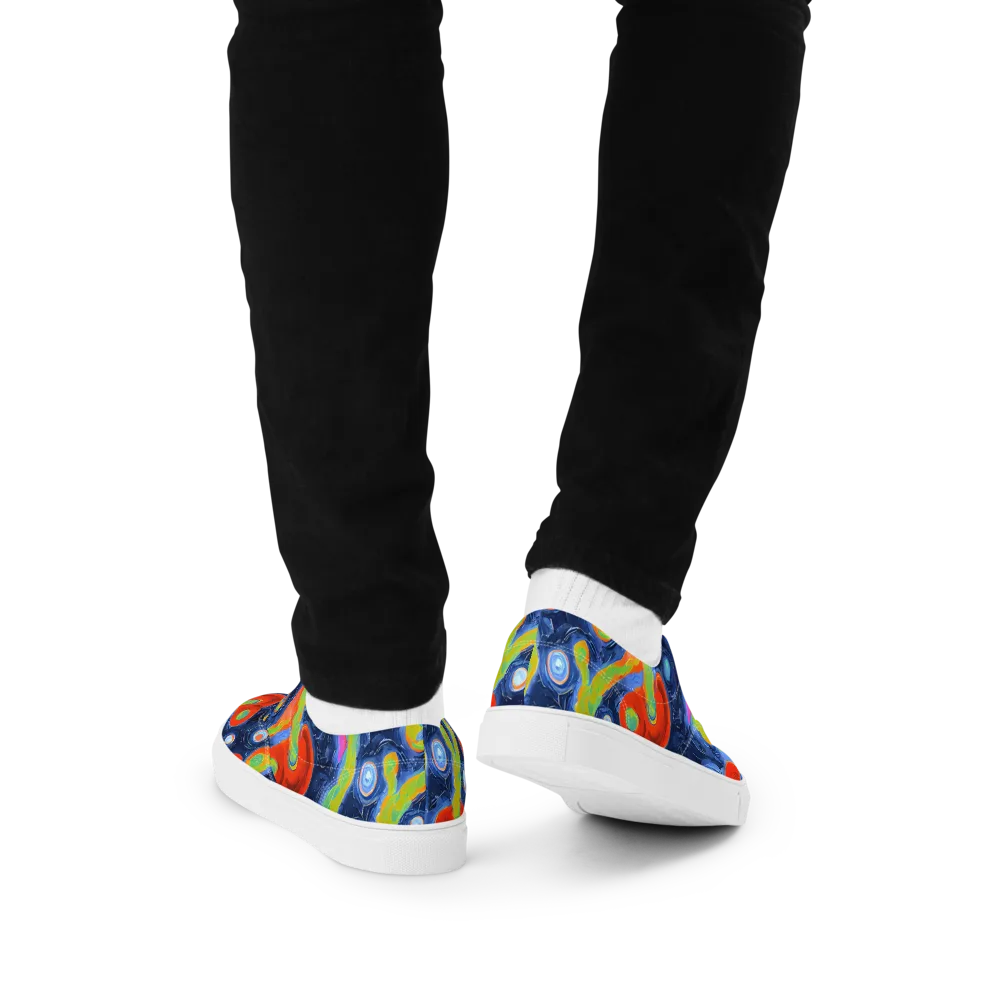 Neon Tidal Pool on Men's Lace-Up Canvas Shoes — Back