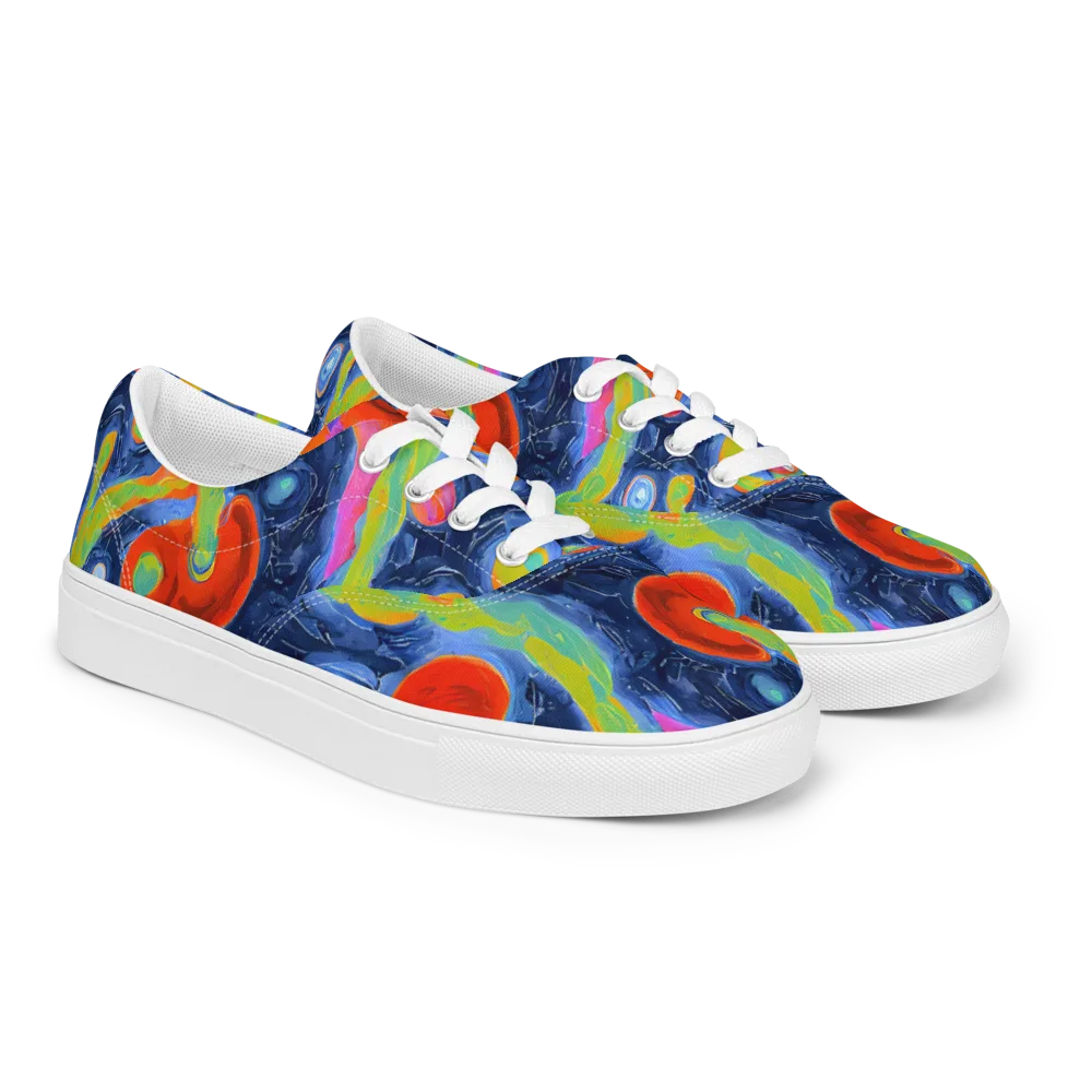 Neon Tidal Pool on Men's Lace-Up Canvas Shoes — Right Front