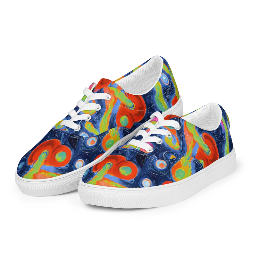 Neon Tidal Pool on Men's Lace-Up Canvas Shoes — Left Front