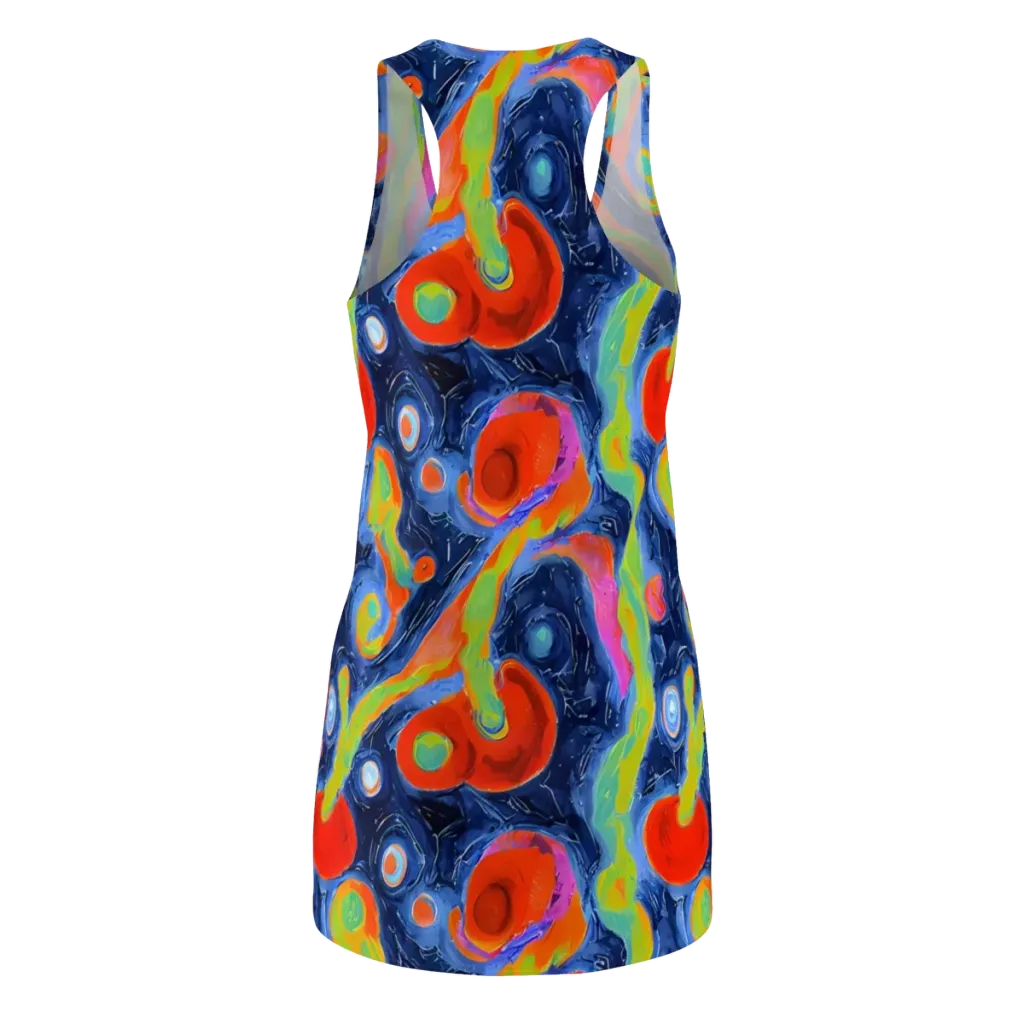 Neon Tidal Pool on Racerback Dress — Back