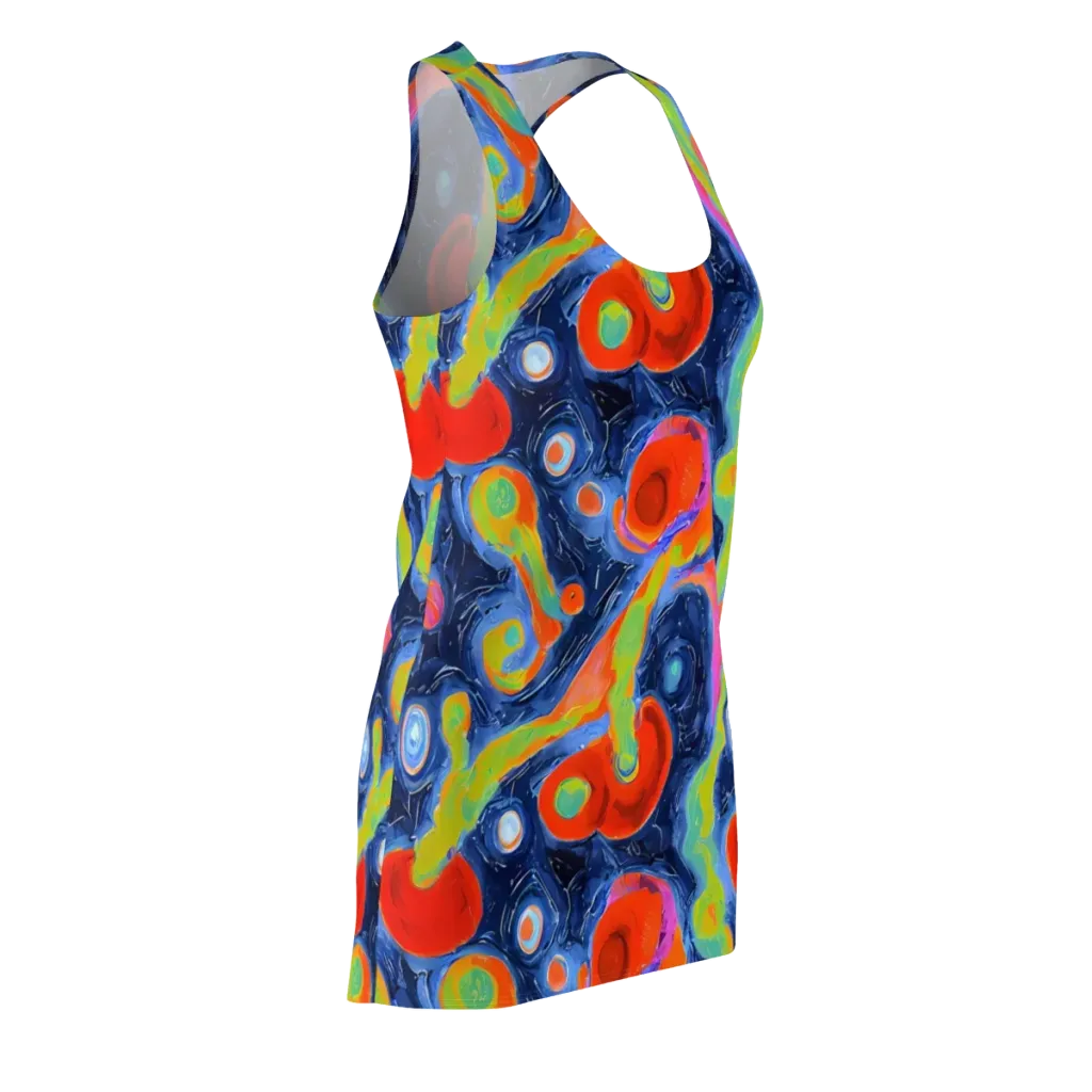 Neon Tidal Pool on Racerback Dress — Front Side