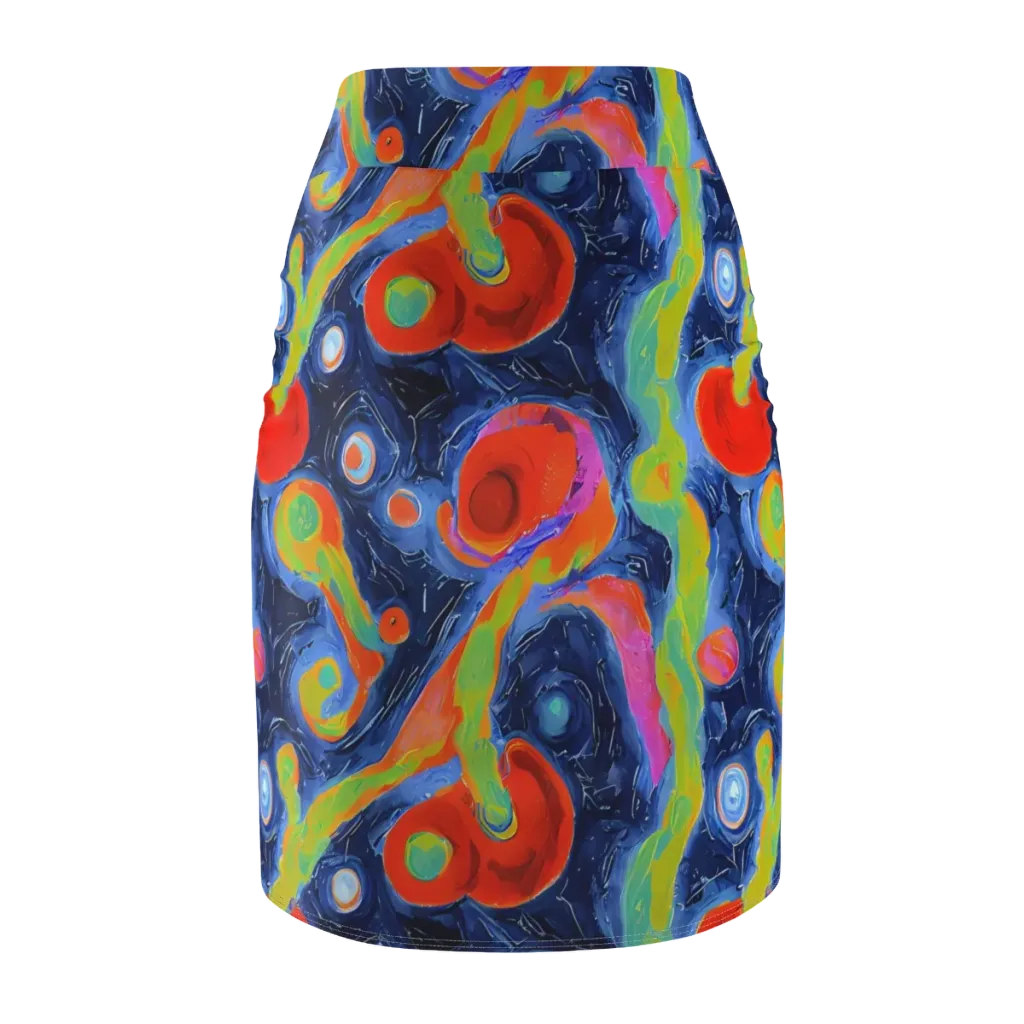 Neon Tidal Pool on Pencil Skirt — Back