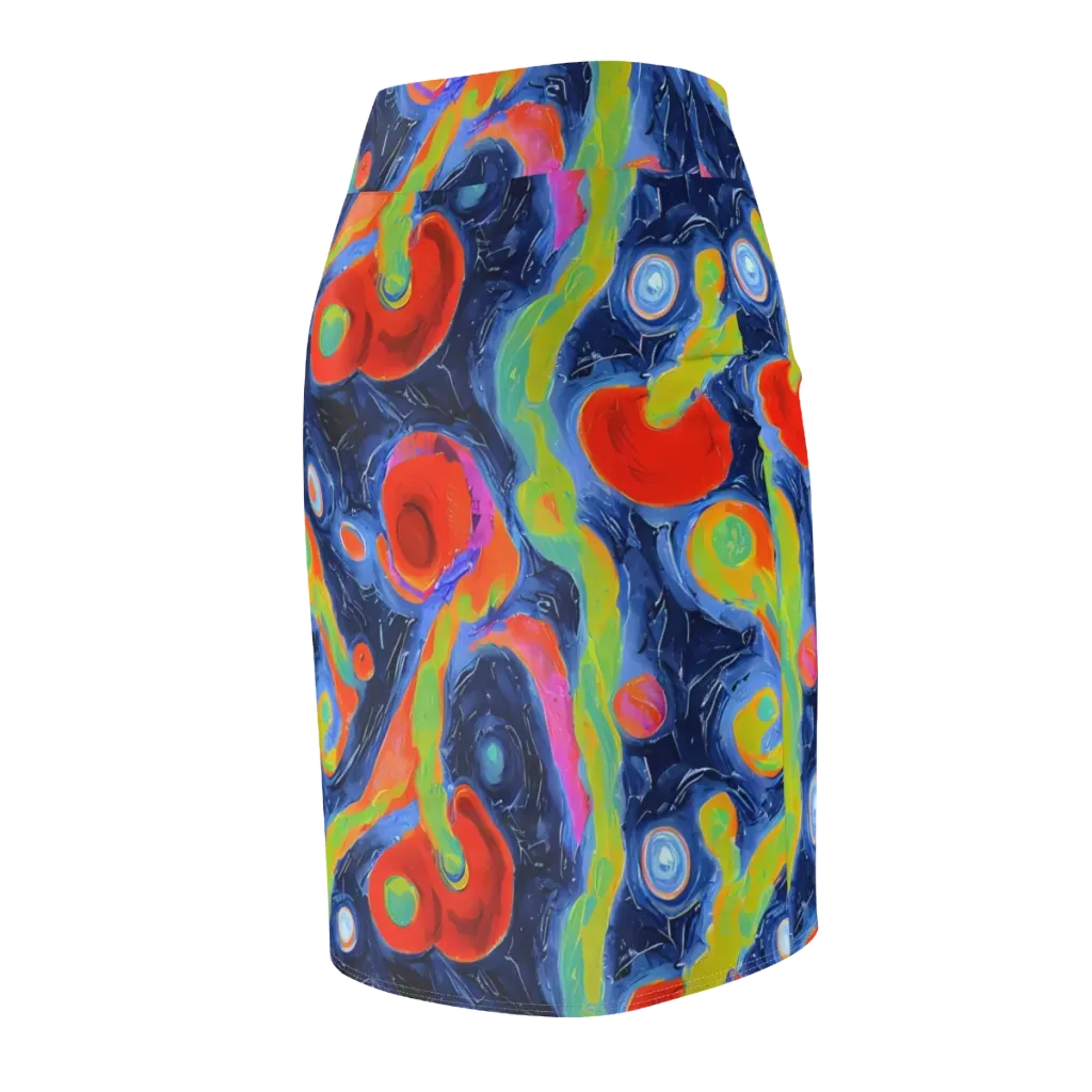 Neon Tidal Pool on Pencil Skirt — Back Side