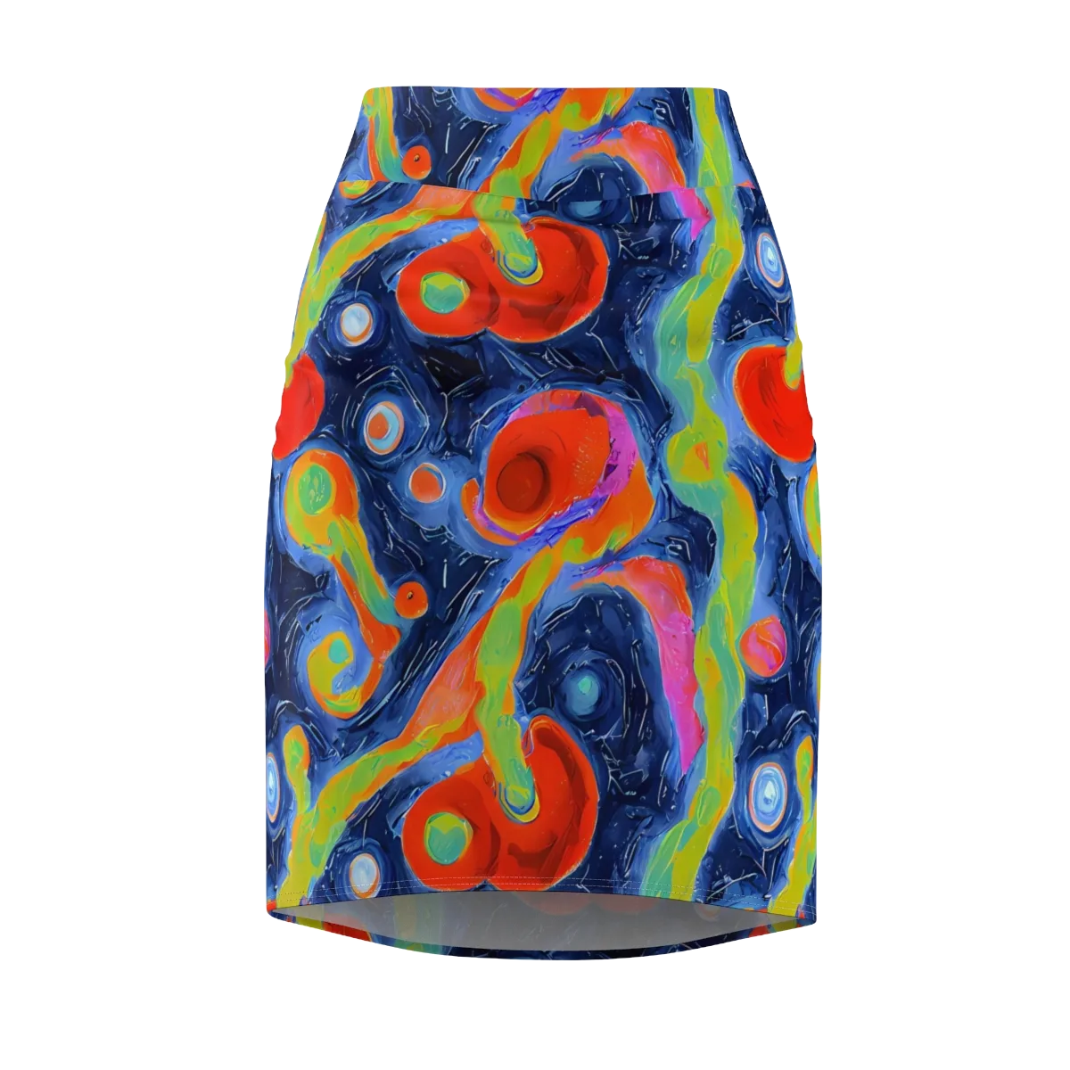 Neon Tidal Pool on Pencil Skirt — Front