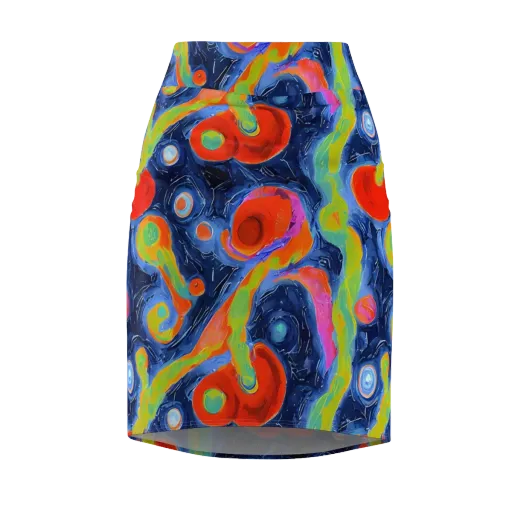 Neon Tidal Pool on a Pencil Skirt