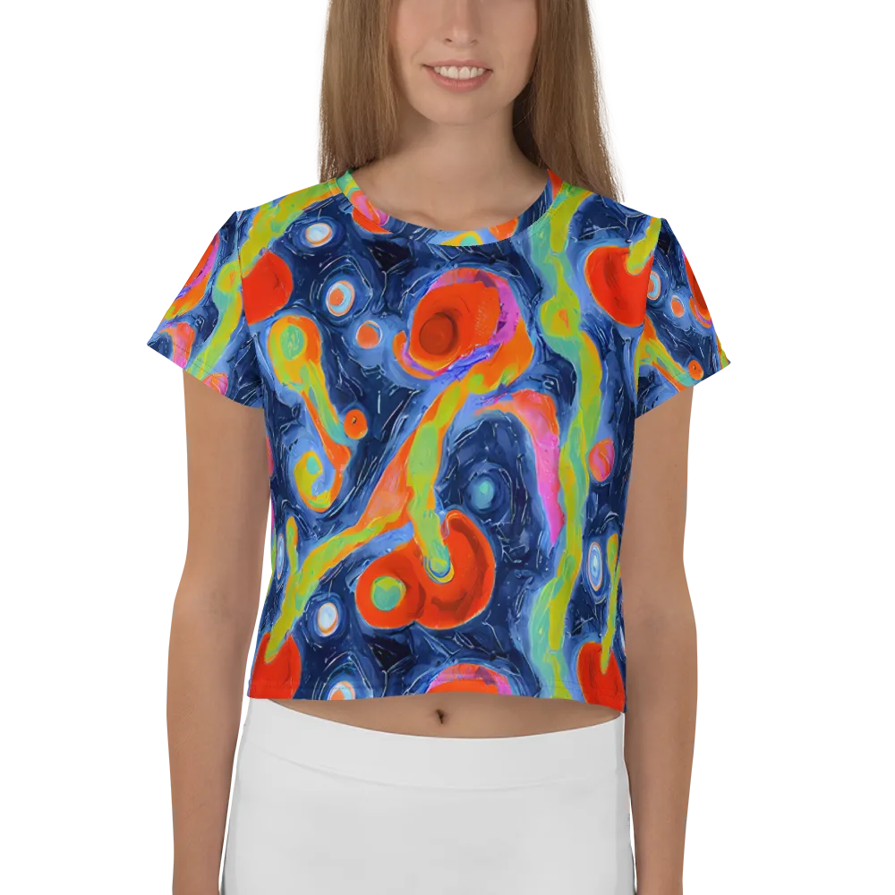Neon Tidal Pool on Crop Tee — Front