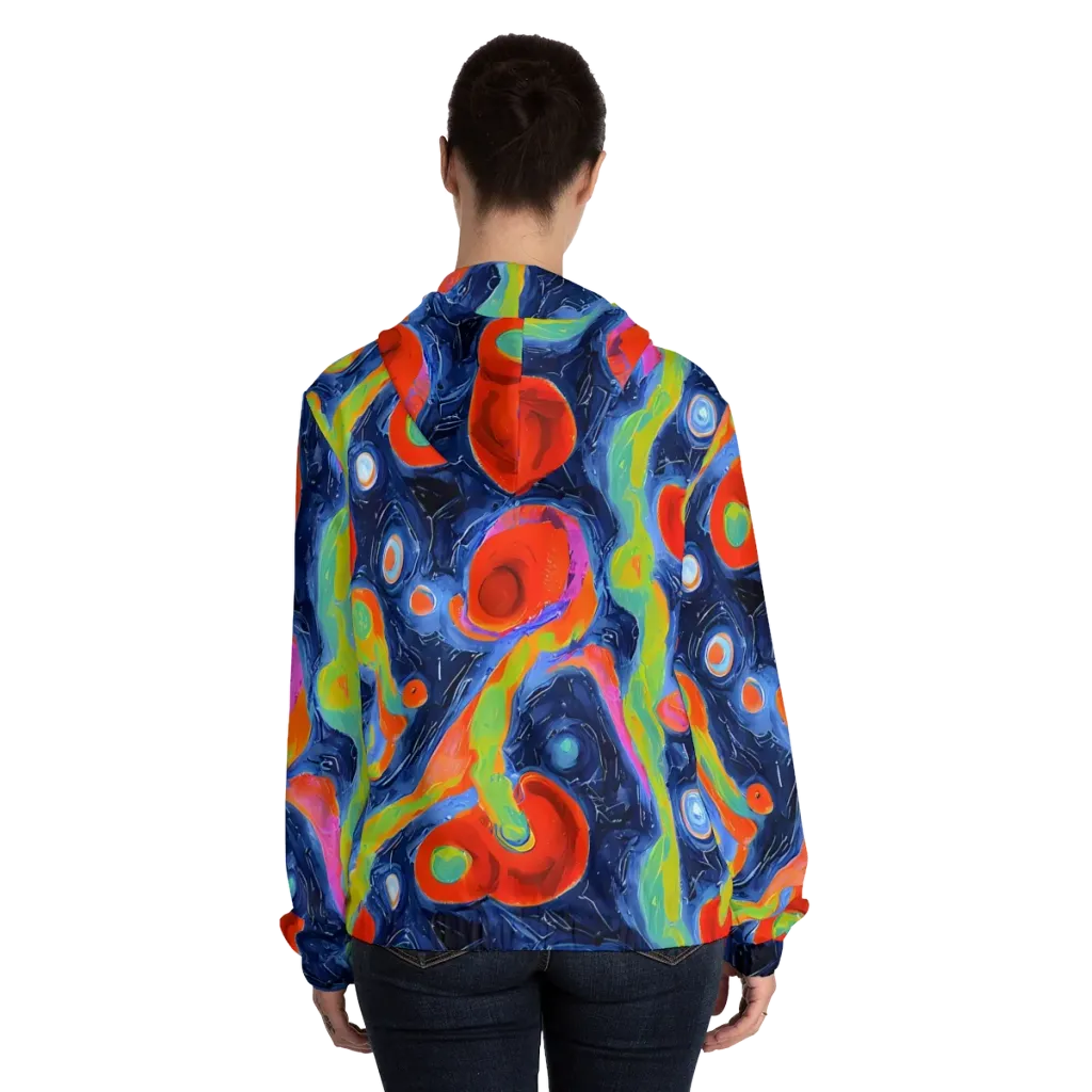 Neon Tidal Pool on Women's Full-Zip Hoodie — Back On Person
