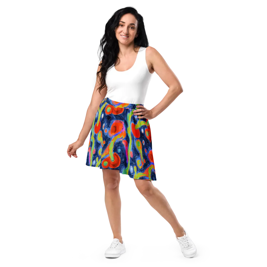 Neon Tidal Pool on Skater Skirt — Front