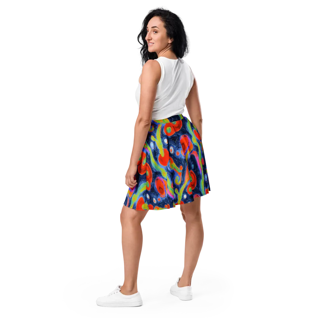 Neon Tidal Pool on Skater Skirt — Back