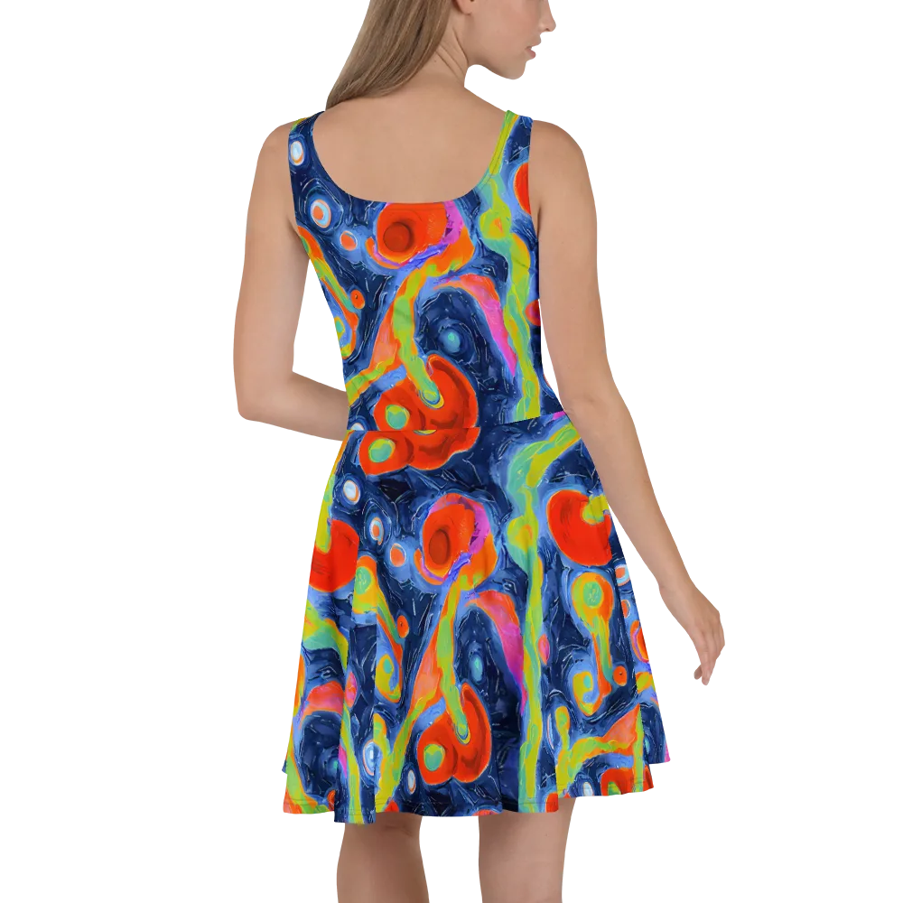 Neon Tidal Pool on Skater Dress — Back