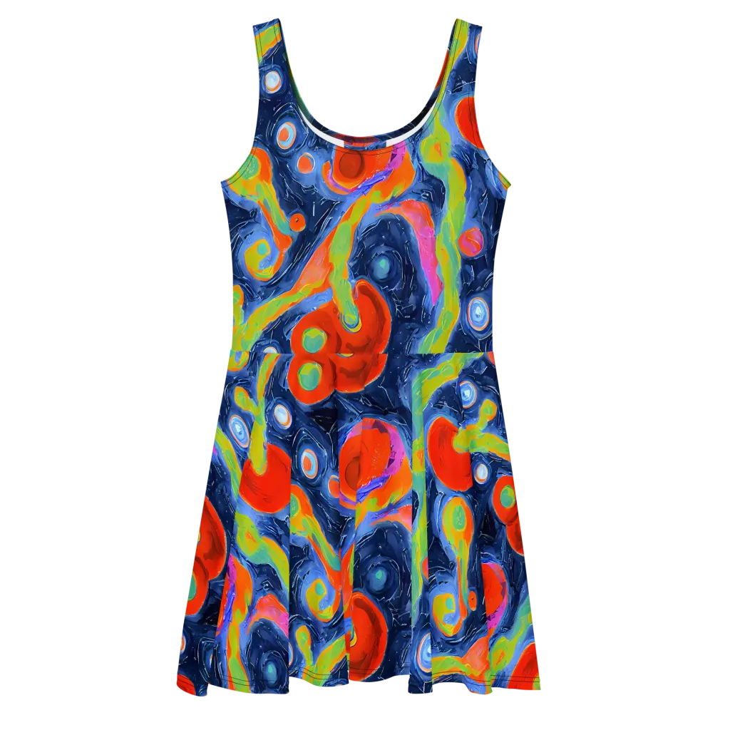 Neon Tidal Pool on Skater Dress — Front