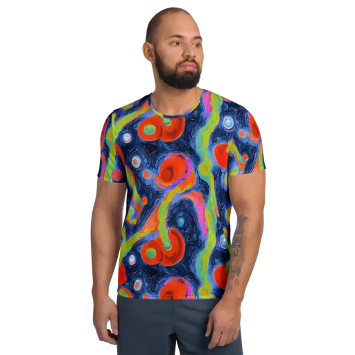 Neon Tidal Pool on a Men's Athletic T-Shirt