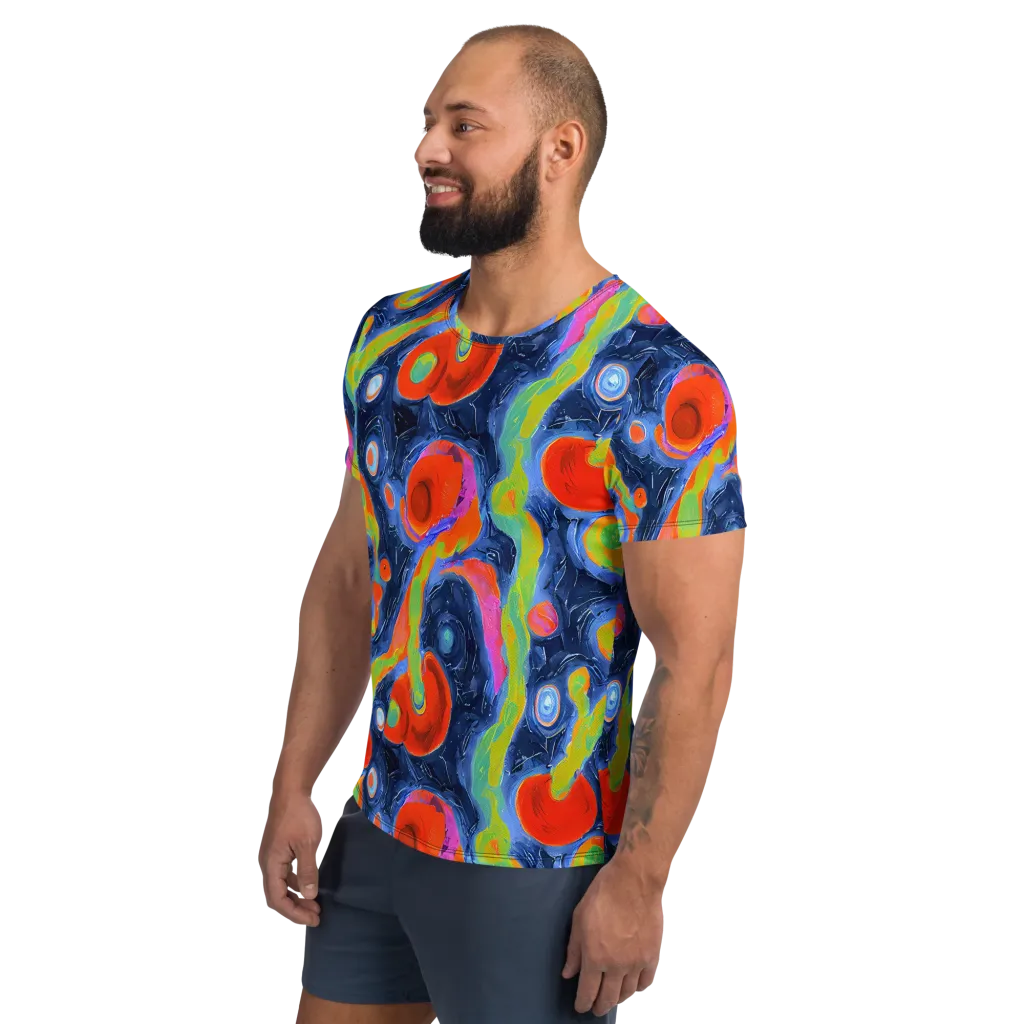 Neon Tidal Pool on Men's Athletic T-Shirt — Left